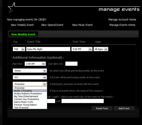 Manage Events Shot 5